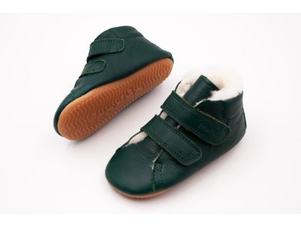 DETSKÉ BAREFOOT ZIMNÉ TOPÁNKY FRODDO PREWALKERS WINTER FURRY - GREEN