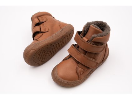 DETSKÉ BAREFOOT ZIMNÉ TOPÁNKY FRODDO MINNI WINTER - COGNAC
