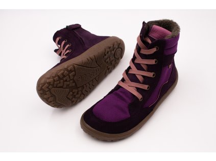 BAREFOOT ZIMNÉ TOPÁNKY FRODDO BAREFOOT TEX WOOL GROW - PURPLE
