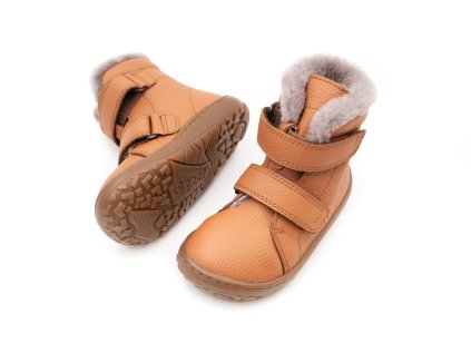 DETSKÉ BAREFOOT ZIMNÉ TOPÁNKY FRODDO BAREFOOT FURRY BOOT - COGNAC