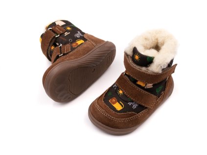 DETSKÉ BAREFOOT ZIMNÉ TOPÁNKY MIDO SHOES MODEL 72 - SAFARI