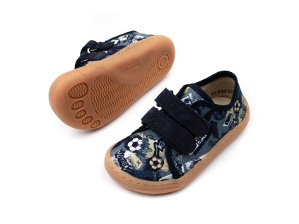 DETSKÉ BAREFOOT PLÁTENKY FRODDO CANVAS - GREY/BLUE