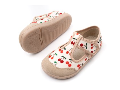 DETSKÉ BAREFOOT PAPUČE MIDO SHOES - CHERRY BEIGE