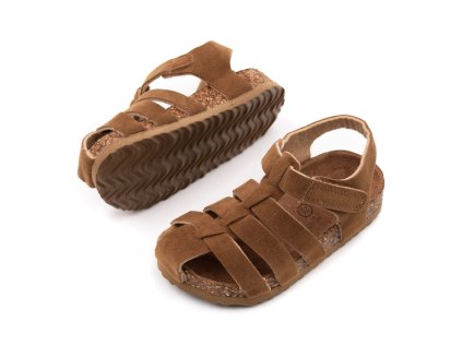 DETSKÉ SANDÁLKY MIKK-LINE SUEDE CORK - COGNAC