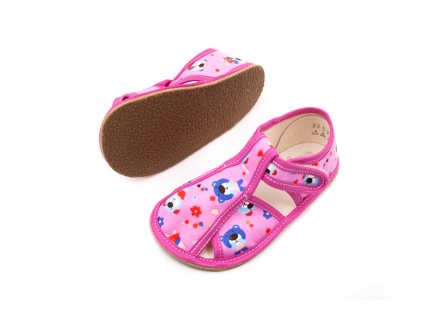 BABY BARE SHOES SLIPPERS - PINK TEDDY