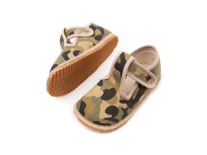 DETSKÉ BAREFOOT PAPUČE BEDA ŠIRŠIE (W) - ARMY