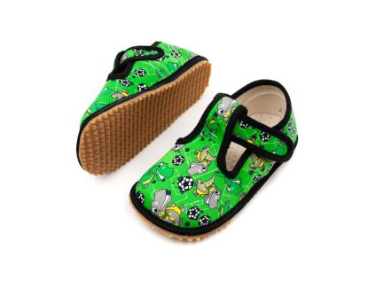 DETSKÉ BAREFOOT PAPUČE BEDA ŠIRŠIE (W) - GREEN DINOBALL