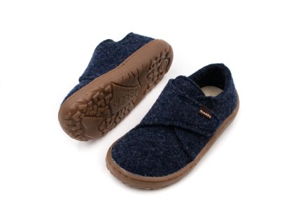 DETSKÉ BAREFOOT PAPUČE FRODDO WOOLY - DARK BLUE