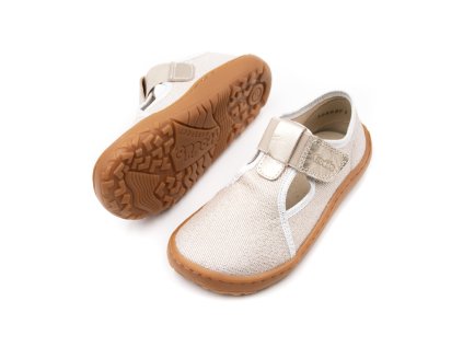 DETSKÉ BAREFOOT PAPUČE FRODDO T-BAR - GOLD SHINE