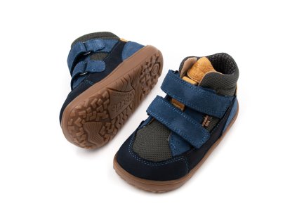 DETSKÉ BAREFOOT TOPÁNKY S MEMBRÁNOU FRODDO UP TEX AUTUMN - DENIM