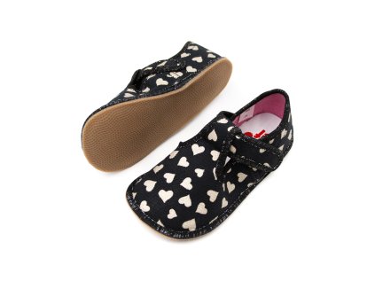 DETSKÉ PAPUČE EF BAREFOOT 395 - BLACK HEARTS