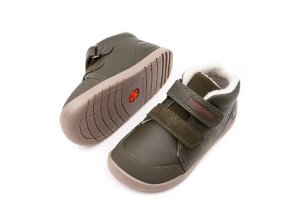 DETSKÉ ZATEPLENÉ BAREFOOT TOPÁNKY BIOMECANICS WIDER - MILITARE