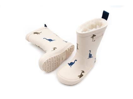 DETSKÉ ZATEPLENÉ GUMÁKY BUNDGAARD ASPEN - IVORY DINO