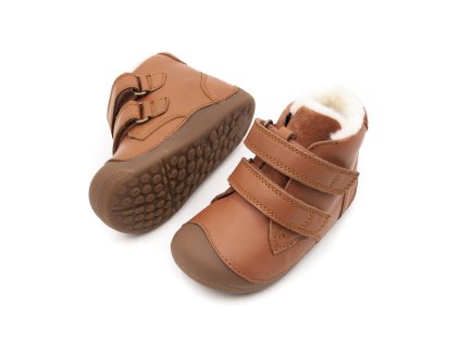 DETSKÉ BAREFOOT ZIMNÉ TOPÁNKY BUNDGAARD PETIT WINTER - COGNAC