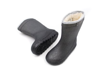 DETSKÉ ZATEPLENÉ GUMÁKY ENFANT THERMO BOOTS GLITTER - EBONY