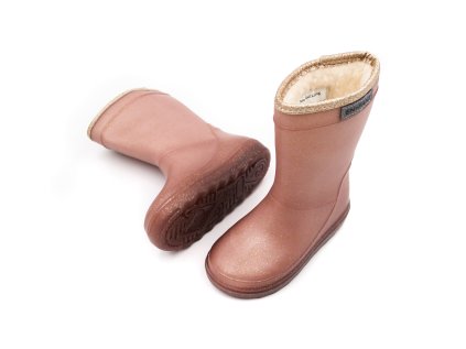 DETSKÉ ZATEPLENÉ GUMÁKY ENFANT THERMO BOOTS GLITTER - ROSE TAUPE