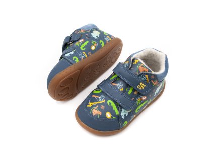 DETSKÉ BAREFOOT ZATEPLENÉ TOPÁNKY GARVALÍN BOTIN - PETROL ANIMALS
