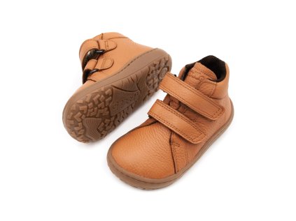 DETSKÉ BAREFOOT TOPÁNKY FRODDO AUTUMN FLEECE - COGNAC