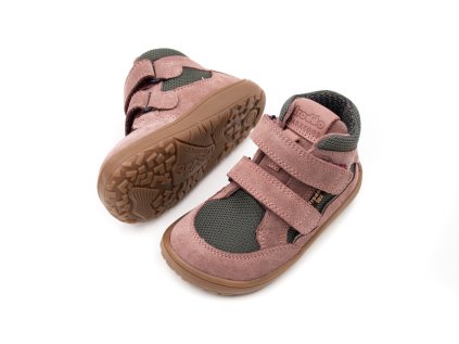 DETSKÉ BAREFOOT TOPÁNKY FRODDO TEX AUTUMN S MEMBRÁNOU - GREY/PINK