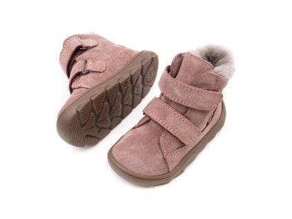 DETSKÉ BAREFOOT ZIMNÉ TOPÁNKY FRODDO ZERU TEX FURRY - DARK PINK