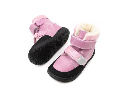 DETSKÉ BAREFOOT ZIMNÉ TOPÁNKY FALCO S VLNOU - SVETLO RUŽOVÉ