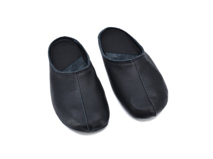 KOŽENÉ PAPUČE PRE DOSPELÝCH OMA KING SULBI - BLACK