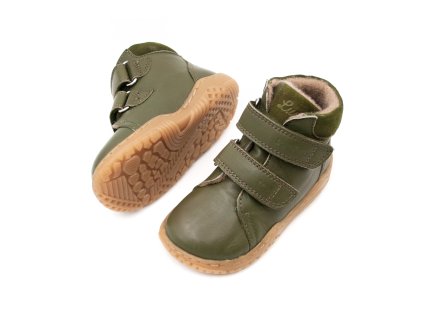 DETSKÉ BAREFOOT ČLENKOVÉ TOPÁNKY LURCHI SPOT FLEECE - OLIVE