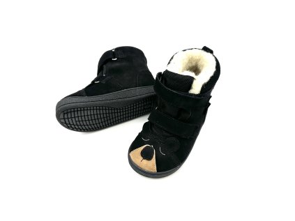 DETSKÉ BAREFOOT ZIMNÉ TOPÁNKY MIDO SHOES MODEL 62 - BLACK TEDDY