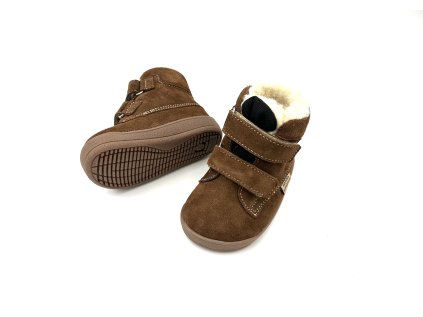 DETSKÉ BAREFOOT ZIMNÉ TOPÁNKY MIDO SHOES MODEL 62 - BROWN