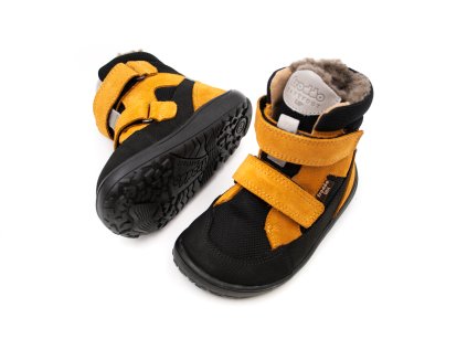 DETSKÉ BAREFOOT TOPÁNKY FRODDO UP TEX WINTER - BLACK/ORANGE