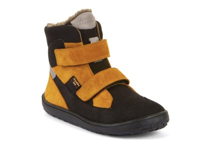 DETSKÉ BAREFOOT TOPÁNKY FRODDO UP TEX WINTER - BLACK/ORANGE