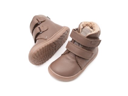 DETSKÉ BAREFOOT ZIMNÉ TOPÁNKY PROTETIKA - BEKA DARK PINK BROWN TEX
