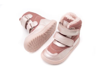 DETSKÉ BAREFOOT ZIMNÉ TOPÁNKY PROTETIKA - NUT PINK TEX