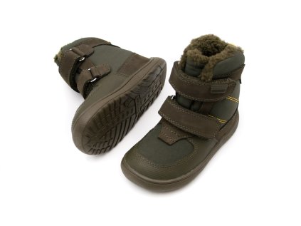 DETSKÉ BAREFOOT ZIMNÉ TOPÁNKY PROTETIKA - LENO KHAKI TEX