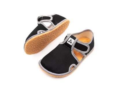 DETSKÉ BAREFOOT PAPUČE ANTAL SHOES RASCAL BASIC - BLACK