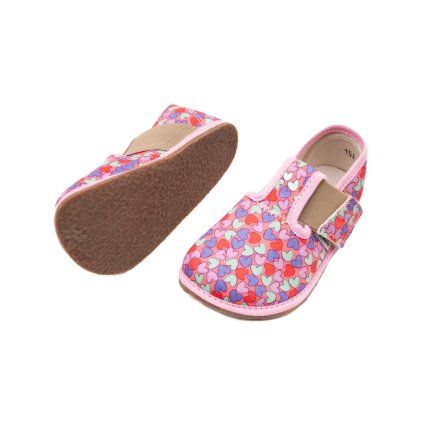 DETSKÉ BAREFOOT PAPUČE PEGRES BF01 - SRDCE