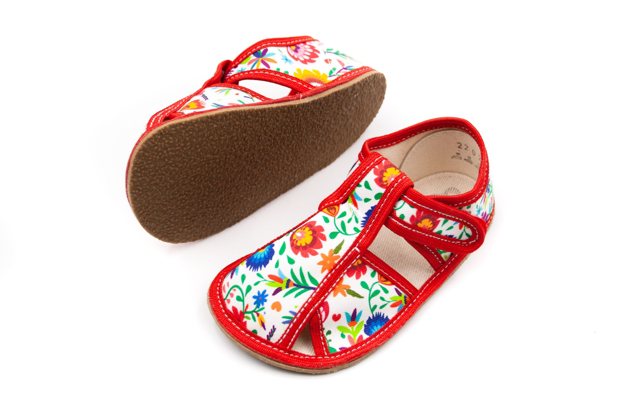 Baby Bare Shoes  BABY BARE SHOES SLIPPERS - WHITE FOLKLORE Veľkosť: 35, 11: 22.5, Vnútorná šírka topánky v cm: 8.4