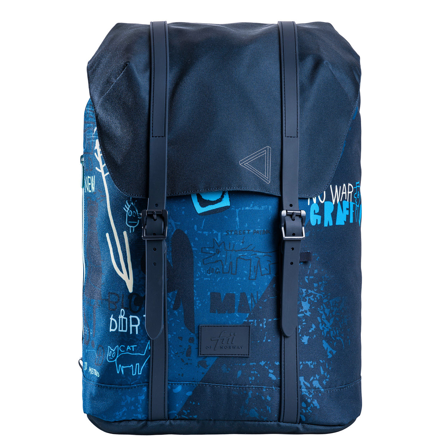 FRII OF NORWAY ERGONOMICKÝ ŠKOLSKÝ BATOH RETRO BLUE GRAFFITI 30L