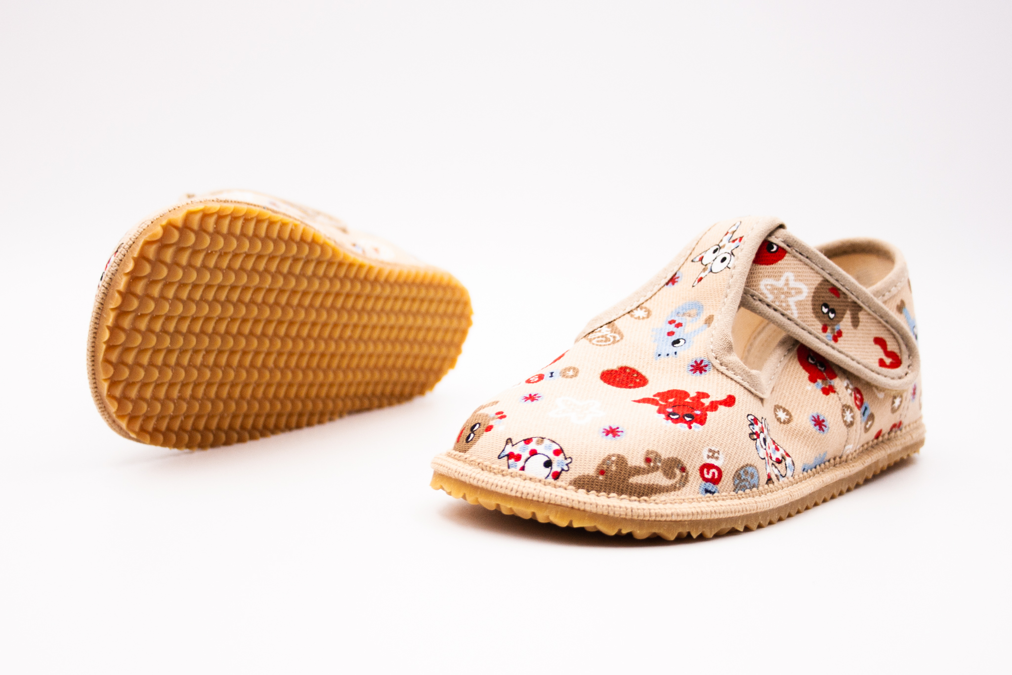 BEDA BAREFOOT PAPUČKY ŠIRŠIE (W) - BEIGE FISH Veľkosť: 26, Vnútorná dĺžka  topánky v cm: 17, Vnútorná šírka topánky v cm: 6.9
