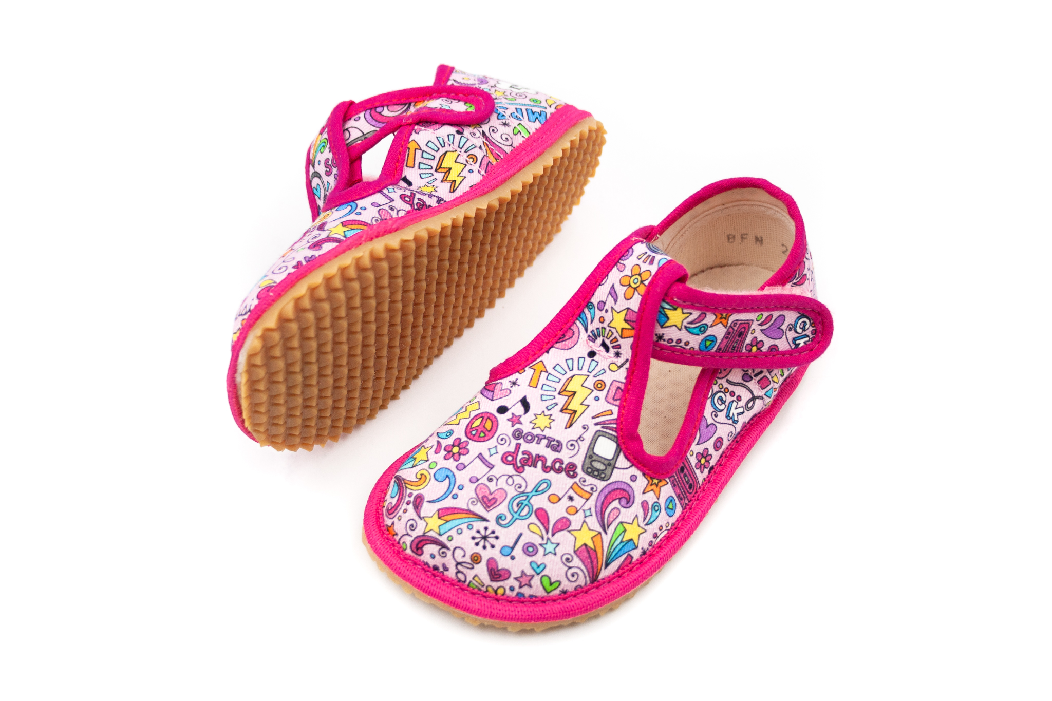 Beda  DETSKÉ BAREFOOT PAPUČE BEDA ŠIRŠIE (W) PLAYFUL - MUSIC Veľkosť: 27, 11: 17.5, Vnútorná šírka topánky v cm: 7.1