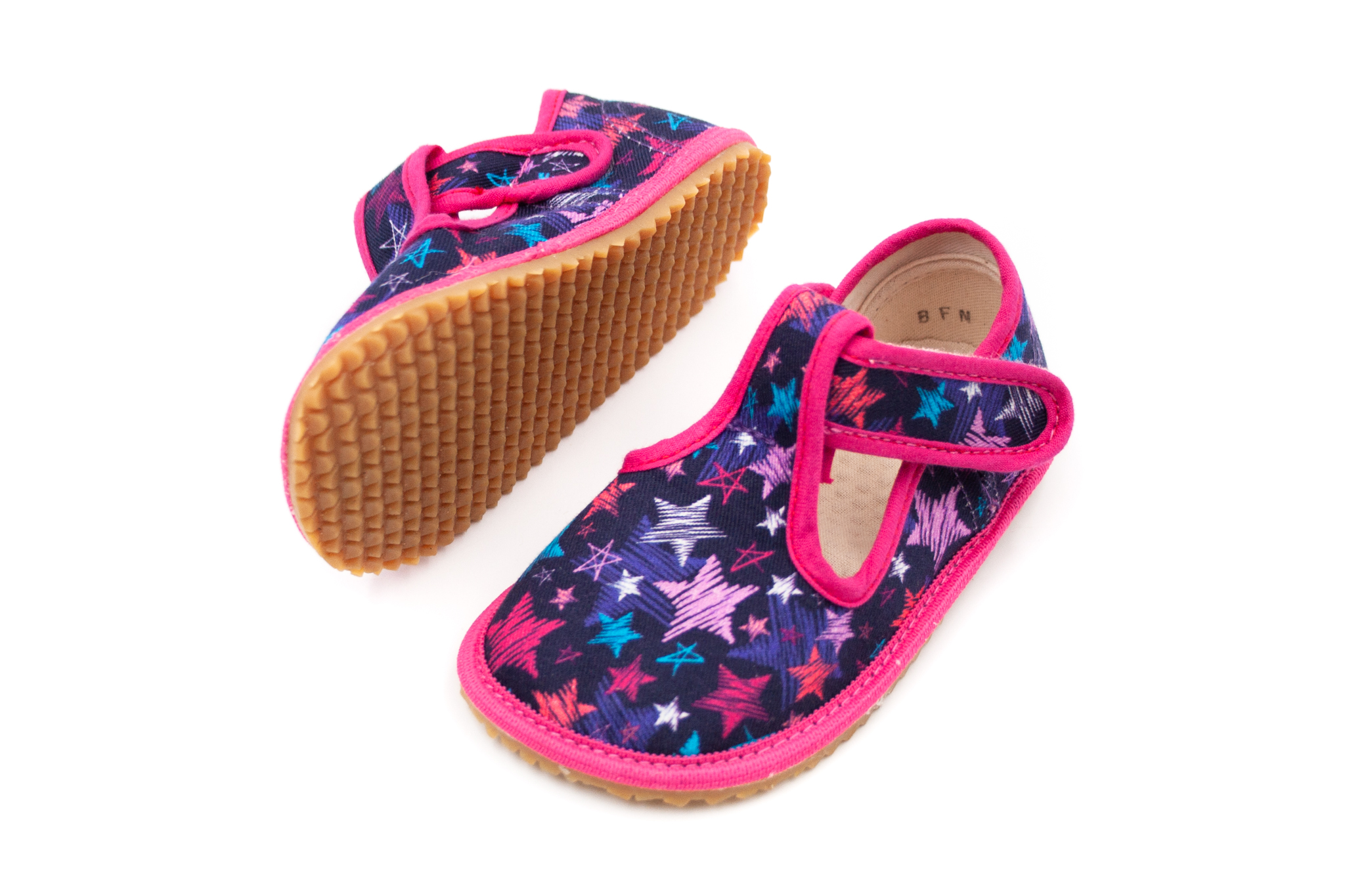 Beda  DETSKÉ BAREFOOT PAPUČE BEDA ŠIRŠIE (W) PLAYFUL - STARS Veľkosť: 25, 11: 16.2, Vnútorná šírka topánky v cm: 6.7