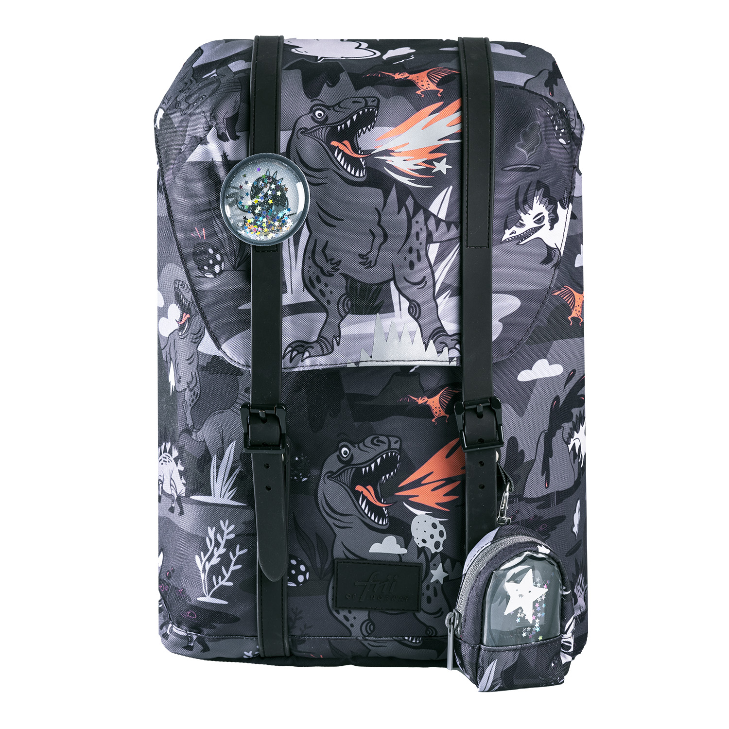 FRII OF NORWAY ERGONOMICKÁ ŠKOLSKÁ TAŠKA RETRO 22 L - DINOSAUR BLACK