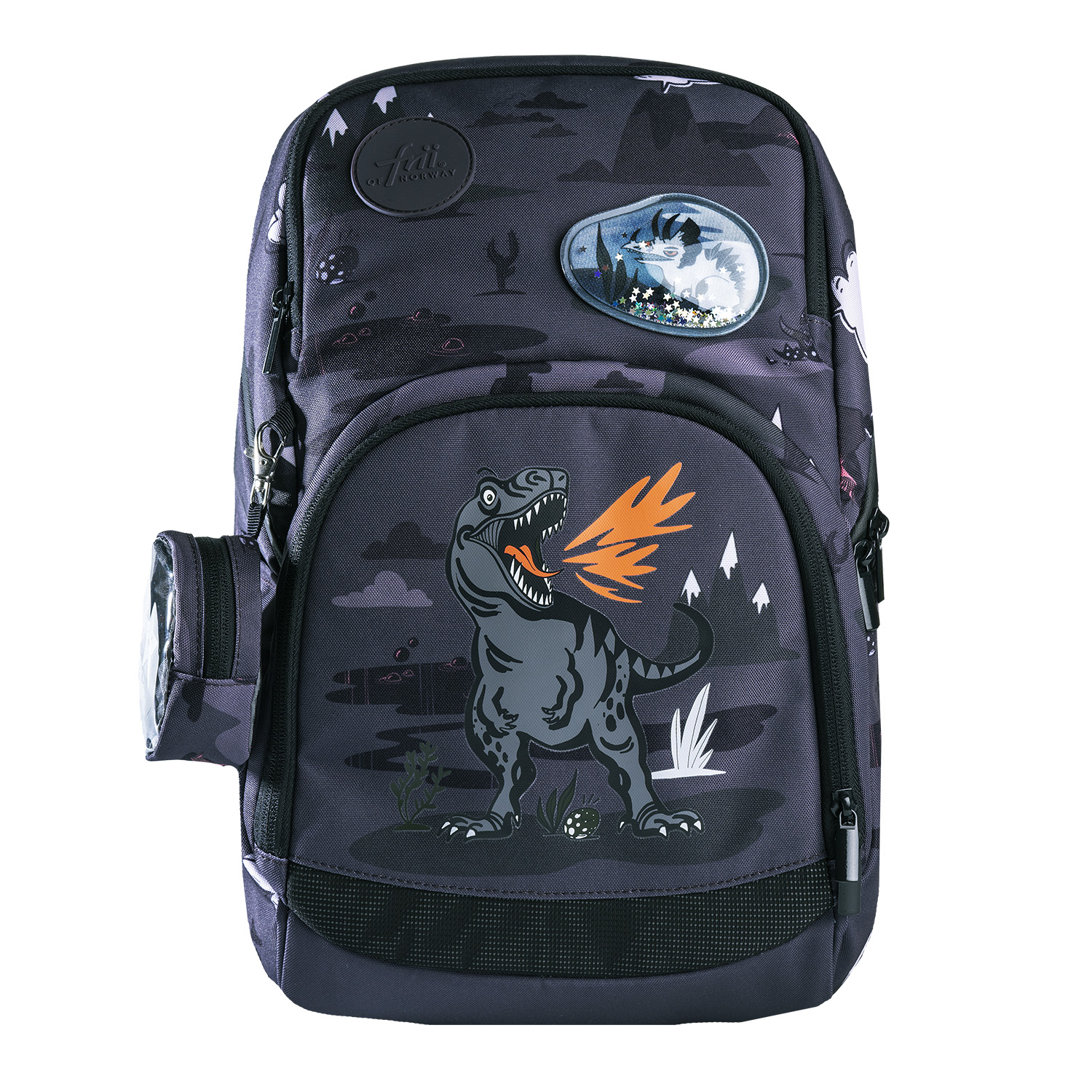 FRII OF NORWAY ERGONOMICKÁ ŠKOLSKÁ TAŠKA EXPAND 20-25 L - DINOSAUR BLACK