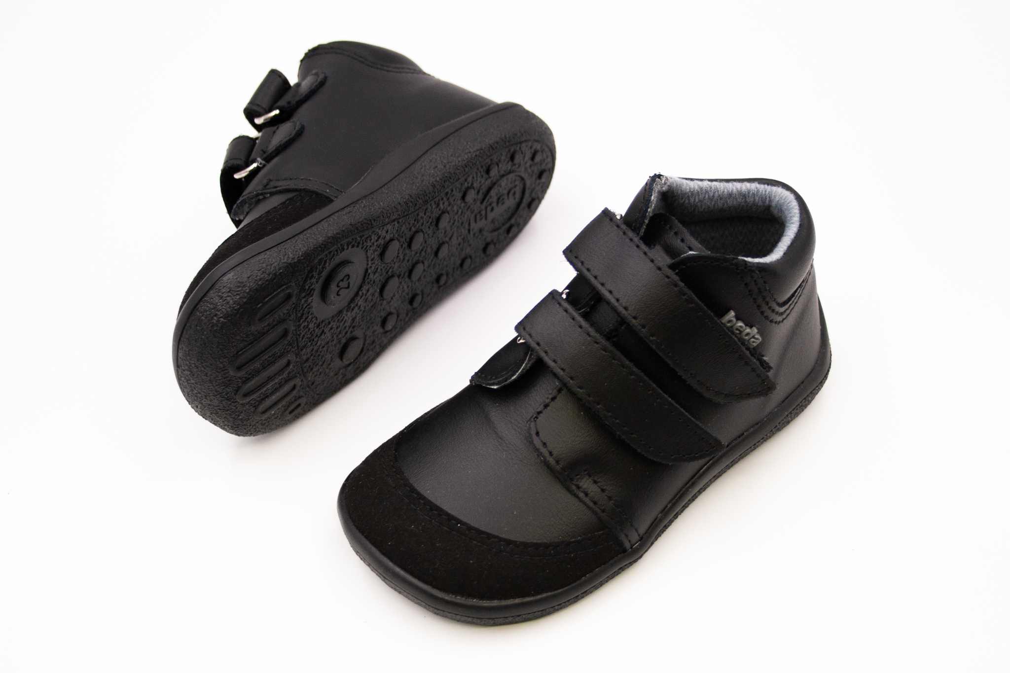 DETSKÉ BAREFOOT ČLENKOVÉ TOPÁNKY BEDA S MEMBRÁNOU - JUST BLACK Veľkosť: 20, Vnútorná dĺžka  topánky v cm: 12.4, Vnútorná šírka topánky v cm: 6
