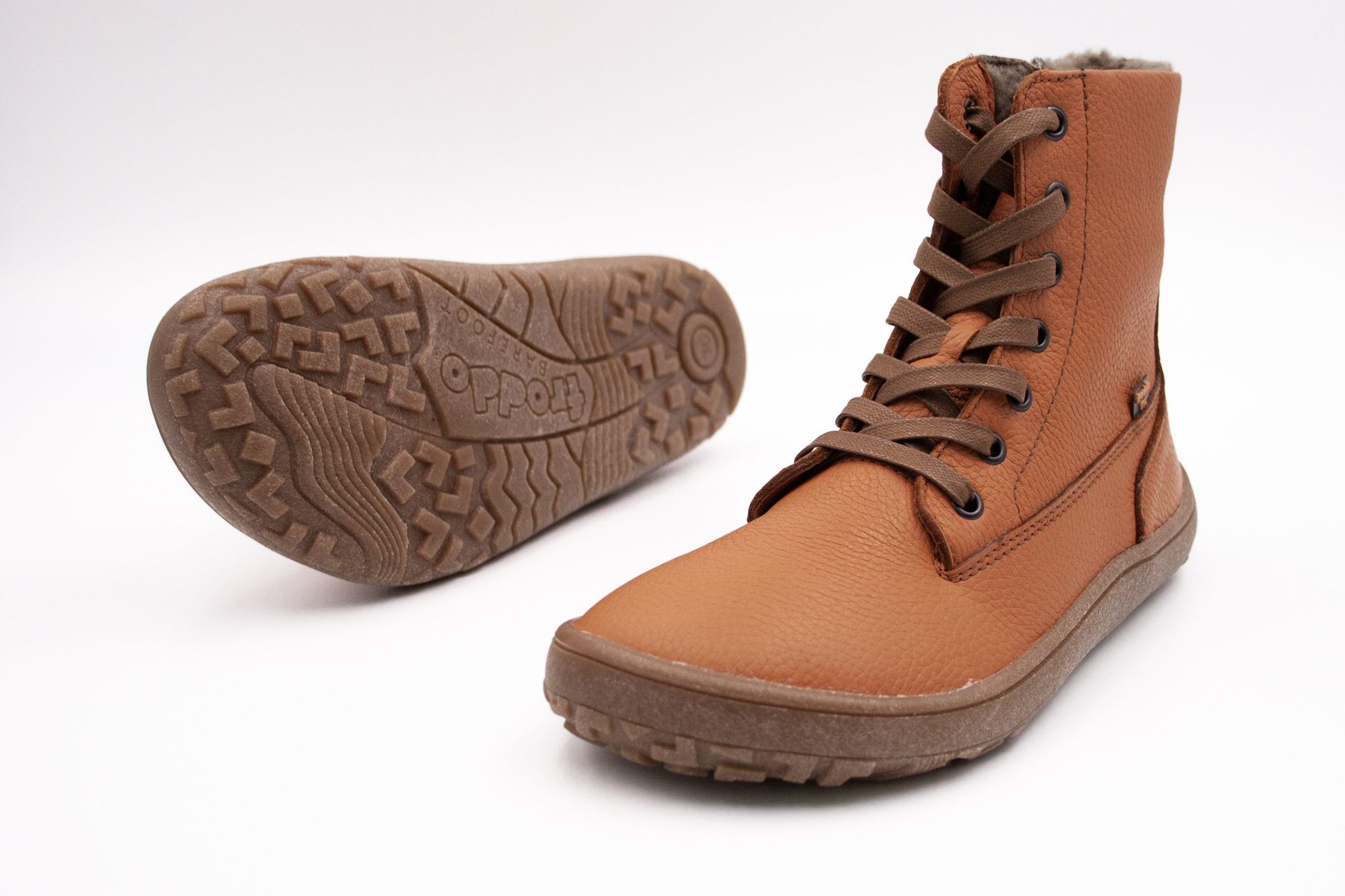 Froddo  FRODDO BAREFOOT WINTER TEX LACES GRIP NEW - COGNAC Veľkosť: 38, 11: 25.5, Vnútorná šírka topánky v cm: 8.6