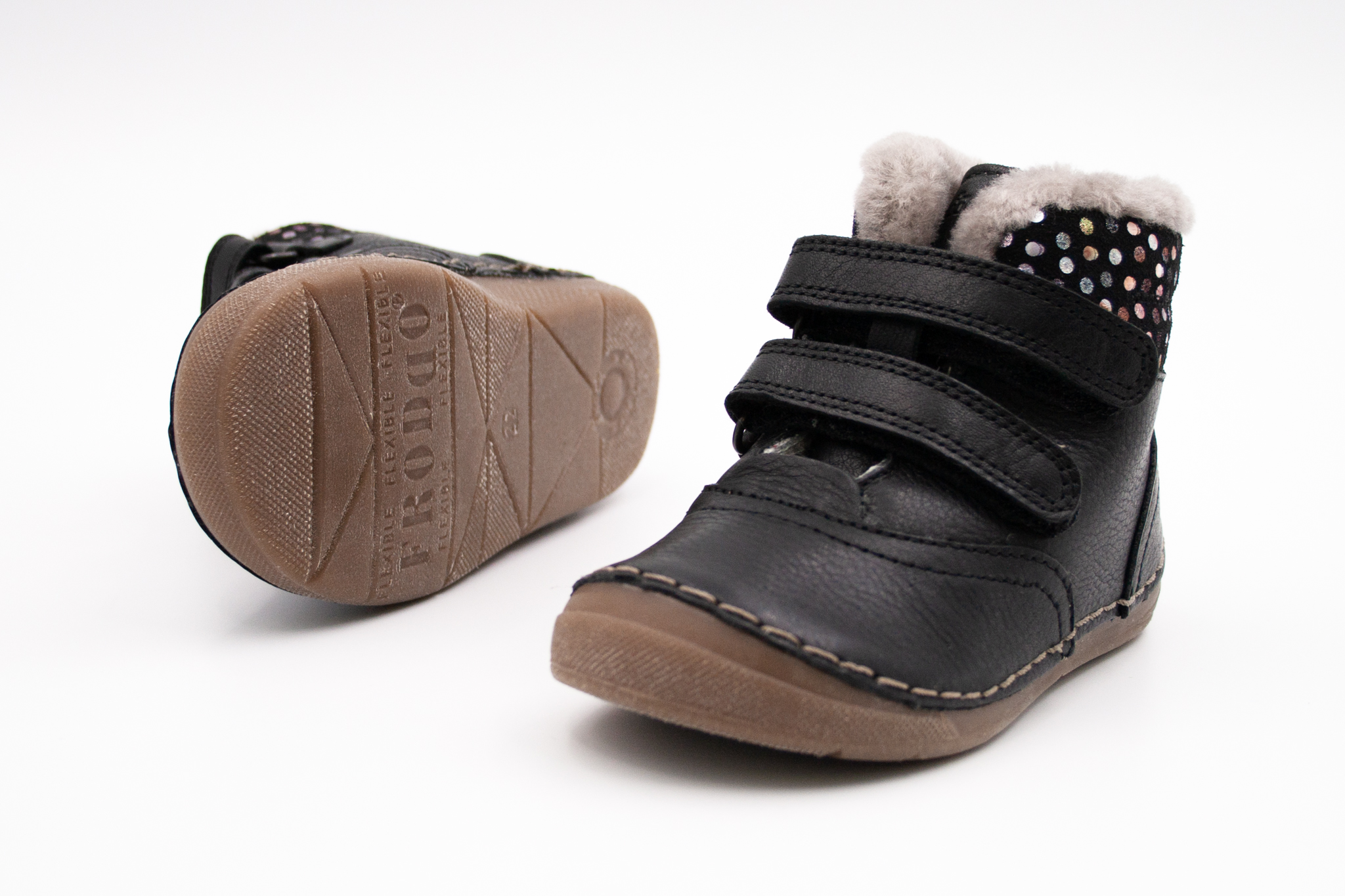 Froddo  FRODDO PAIX WINTER - BLACK DOT SPARKLE Veľkosť: 19, 11: 12.2, Vnútorná šírka topánky v cm: 5.8
