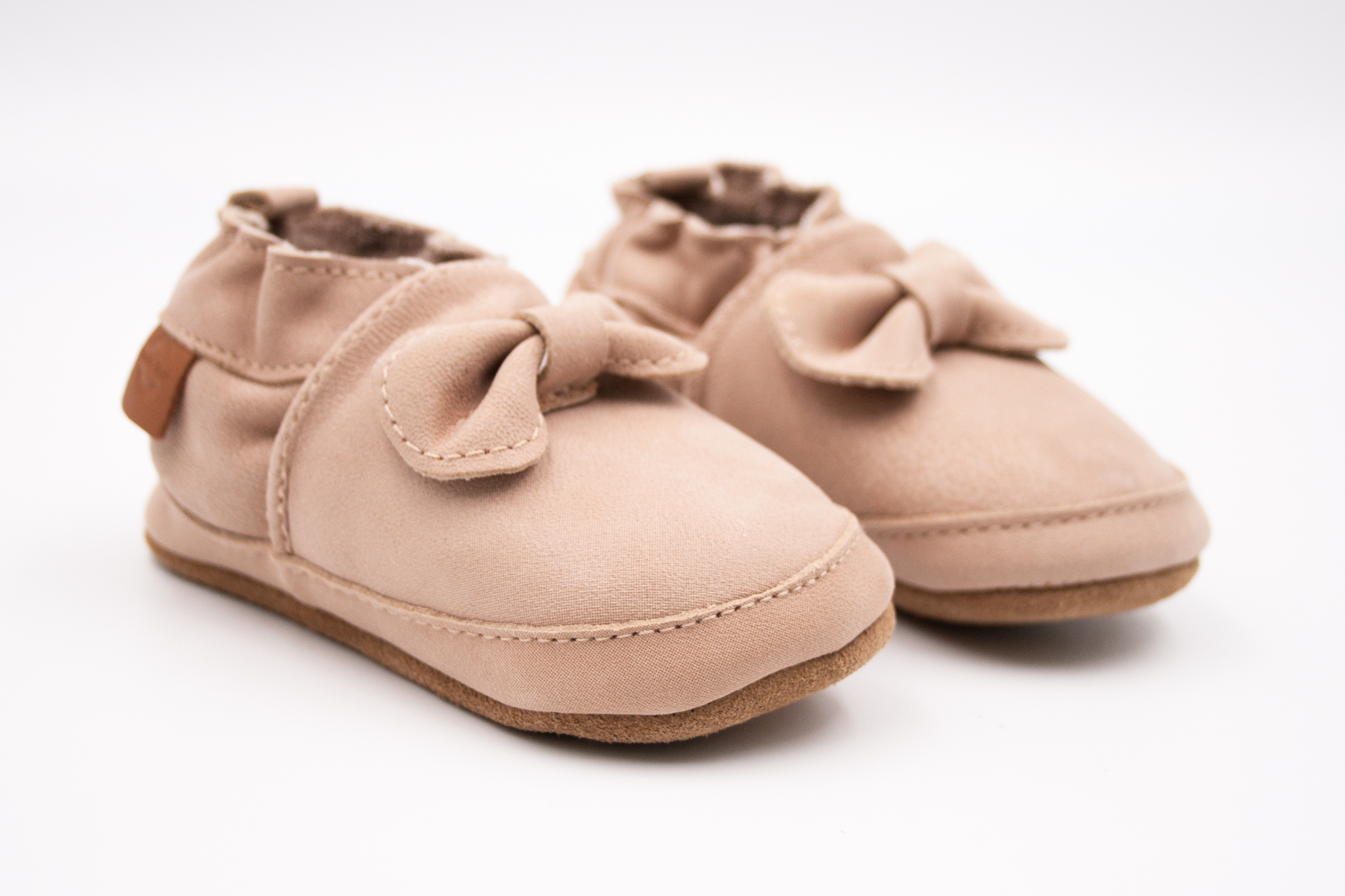 MIKK-LINE KOŽENÉ CAPAČKY BOW - WARM TAUPE Veľkosť: 17, Vnútorná dĺžka  topánky v cm: 11.7, Vnútorná šírka topánky v cm: 5.2