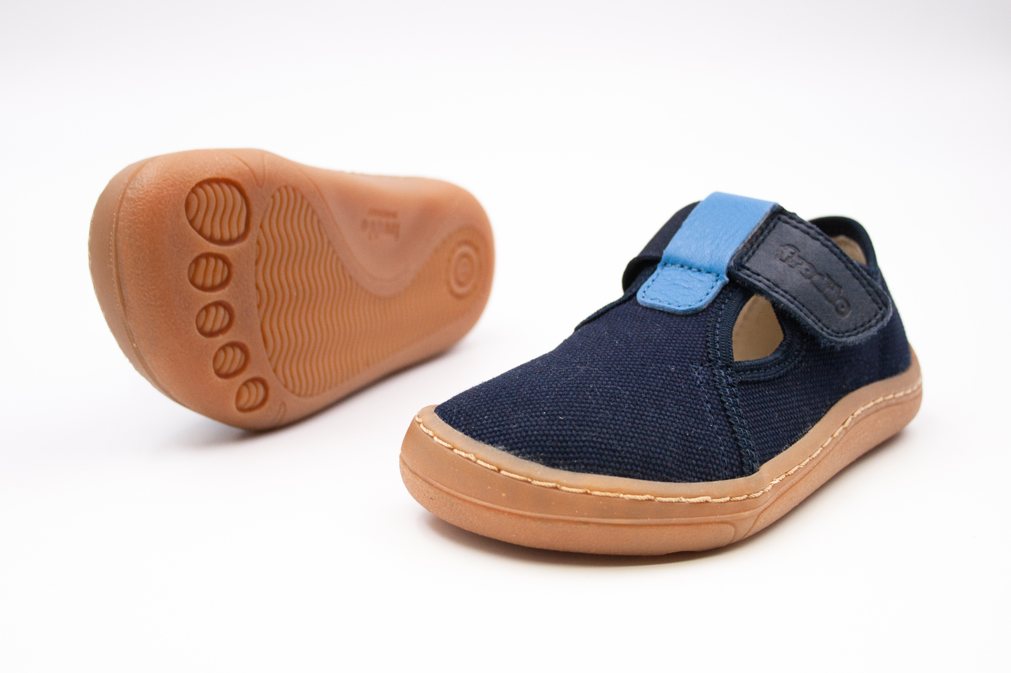 FRODDO BAREFOOT PLÁTENKY CANVAS T-BAR - DARK BLUE Veľkosť: 23, Vnútorná dĺžka  topánky v cm: 15.2, Vnútorná šírka topánky v cm: 6.3