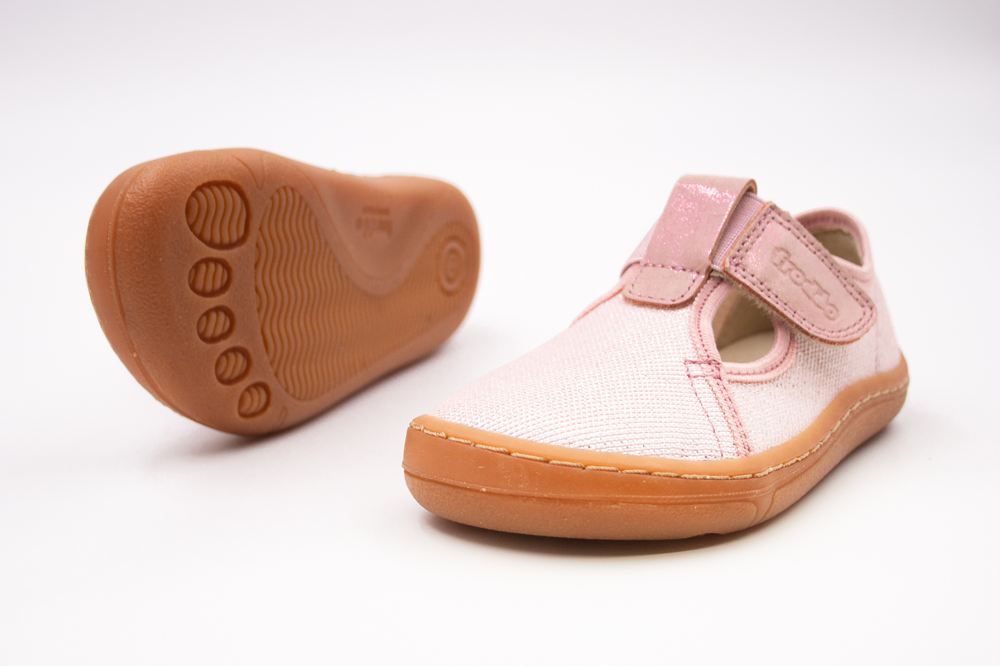 FRODDO BAREFOOT PLÁTENKY CANVAS T-BAR - PINK SHINE Veľkosť: 23, Vnútorná dĺžka  topánky v cm: 15.2, Vnútorná šírka topánky v cm: 6.3
