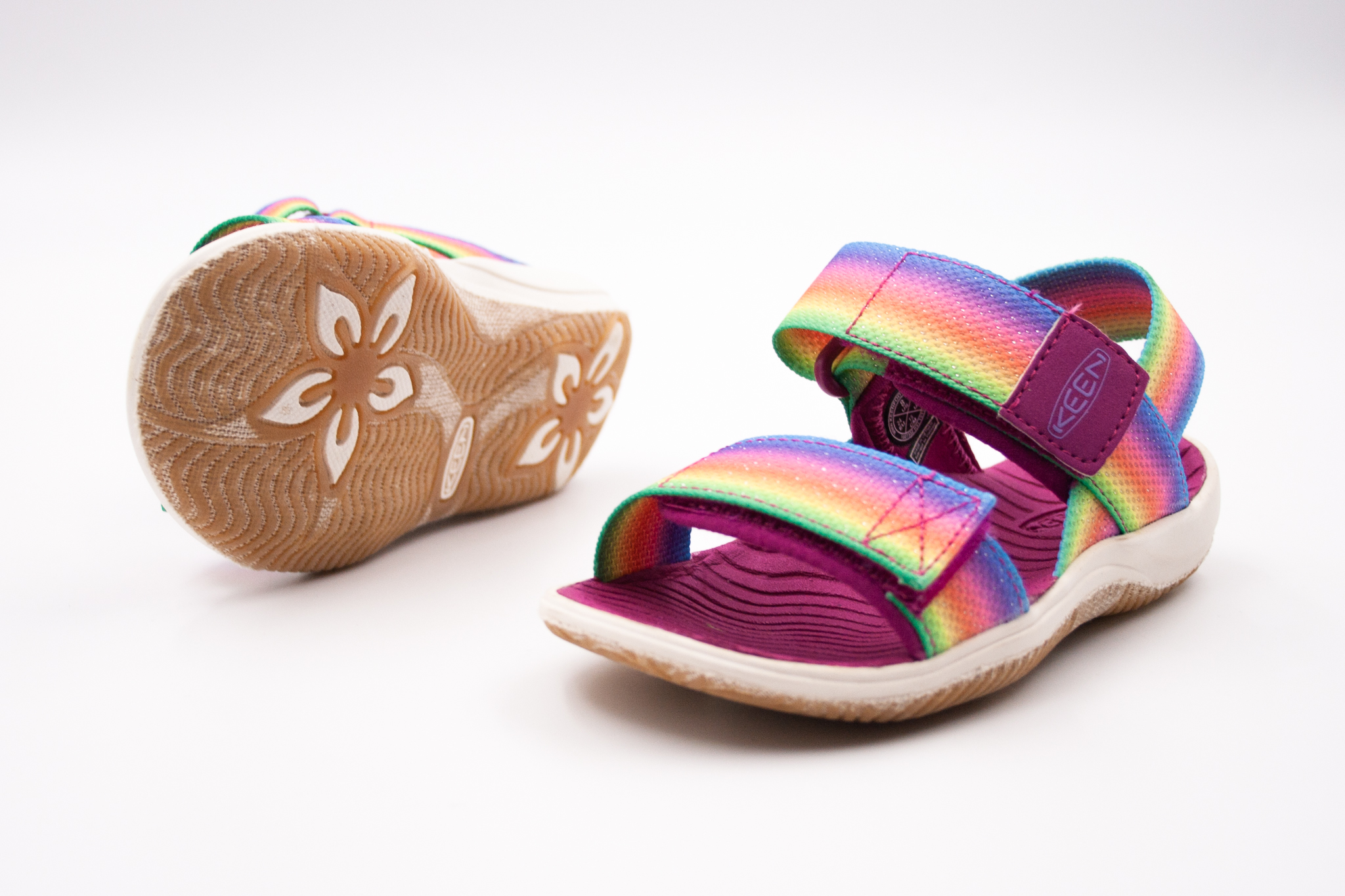 KEEN ŠPORTOVÉ SANDÁLKY ELLE BACKSTRAP - RAINBOW/FESTIVAL FUCHSIA Veľkosť: 29, Vnútorná dĺžka  topánky v cm: 18, Vnútorná šírka topánky v cm: 7.3